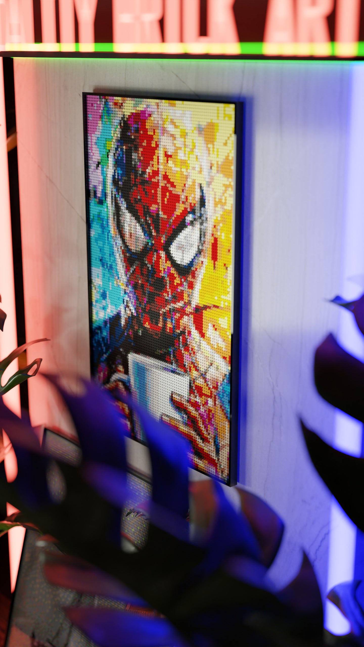Spiderman LEGO® Style mosaic pixel art design for display